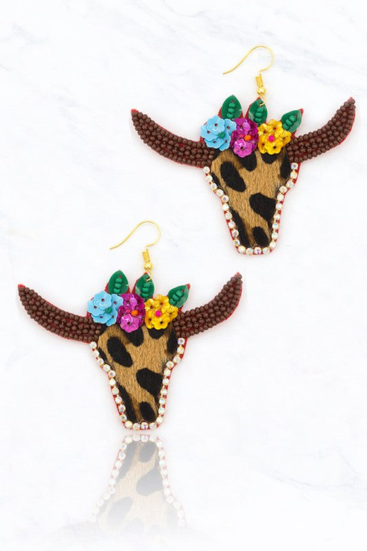 Beaded Longhorn Earrings