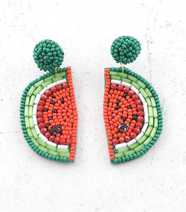 Watermelon Beaded Earrings