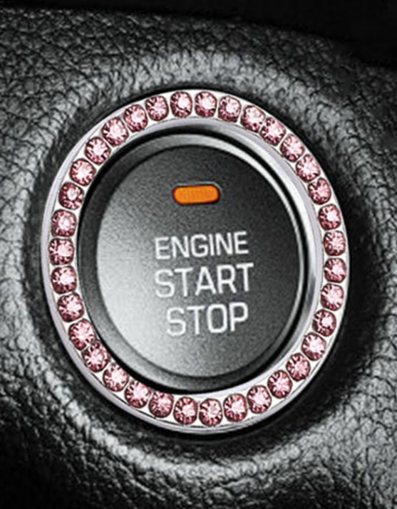 Pink Rhinestone Car Push Button Accent